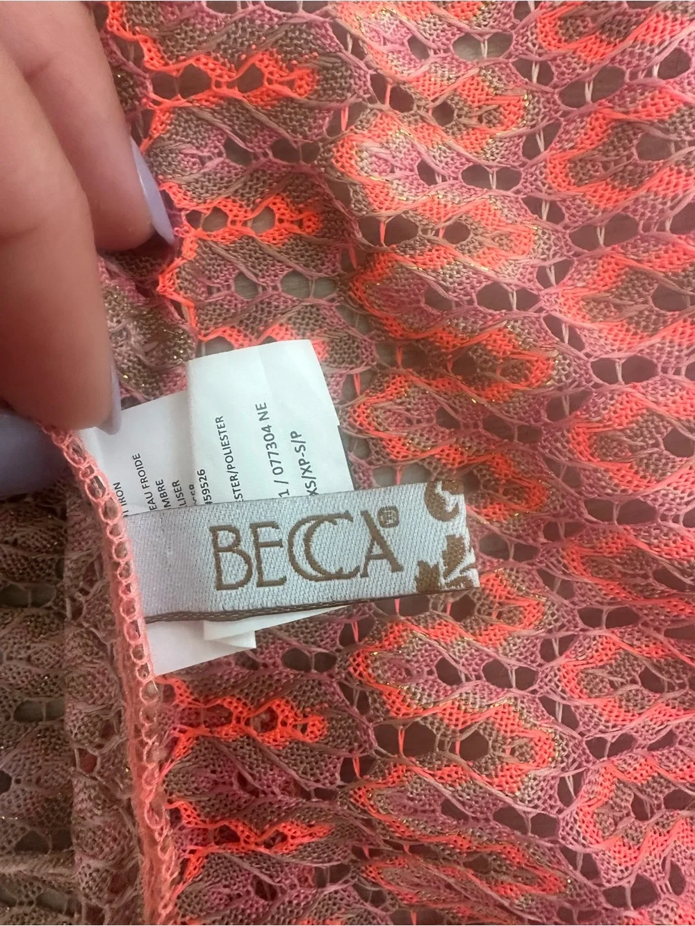 BECCA Pink and Coral Crochet Tassel Wrap